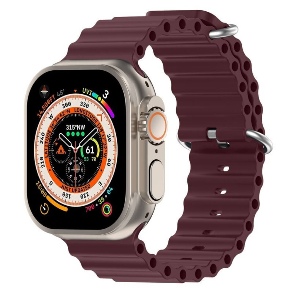 OCEANWAVE VERSION ΛΟΥΡΑΚΙ ΣΙΛΙΚΟΝΗΣ WINE RED APPLE WATCH 42/44/45mm