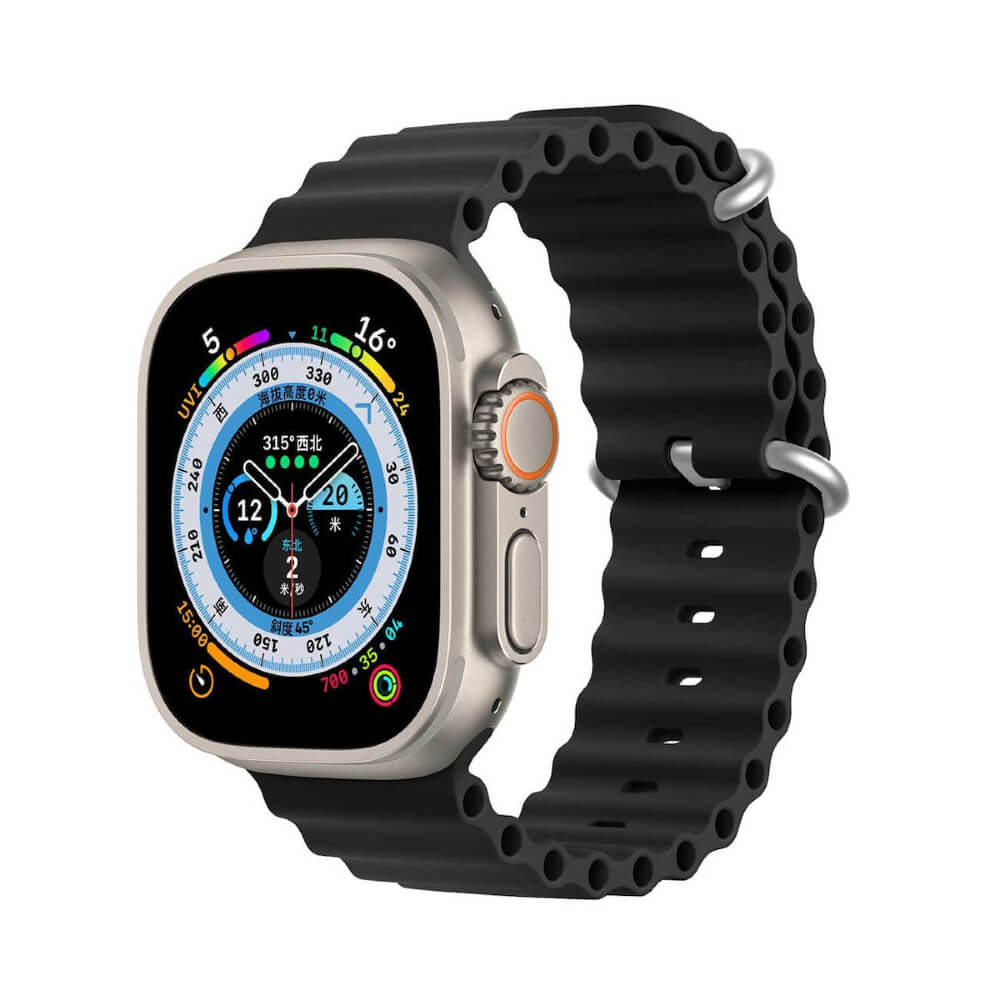 OCEANWAVE VERSION ΛΟΥΡΑΚΙ ΣΙΛΙΚΟΝΗΣ ΜΑΥΡΟ APPLE WATCH 42/44/45mm