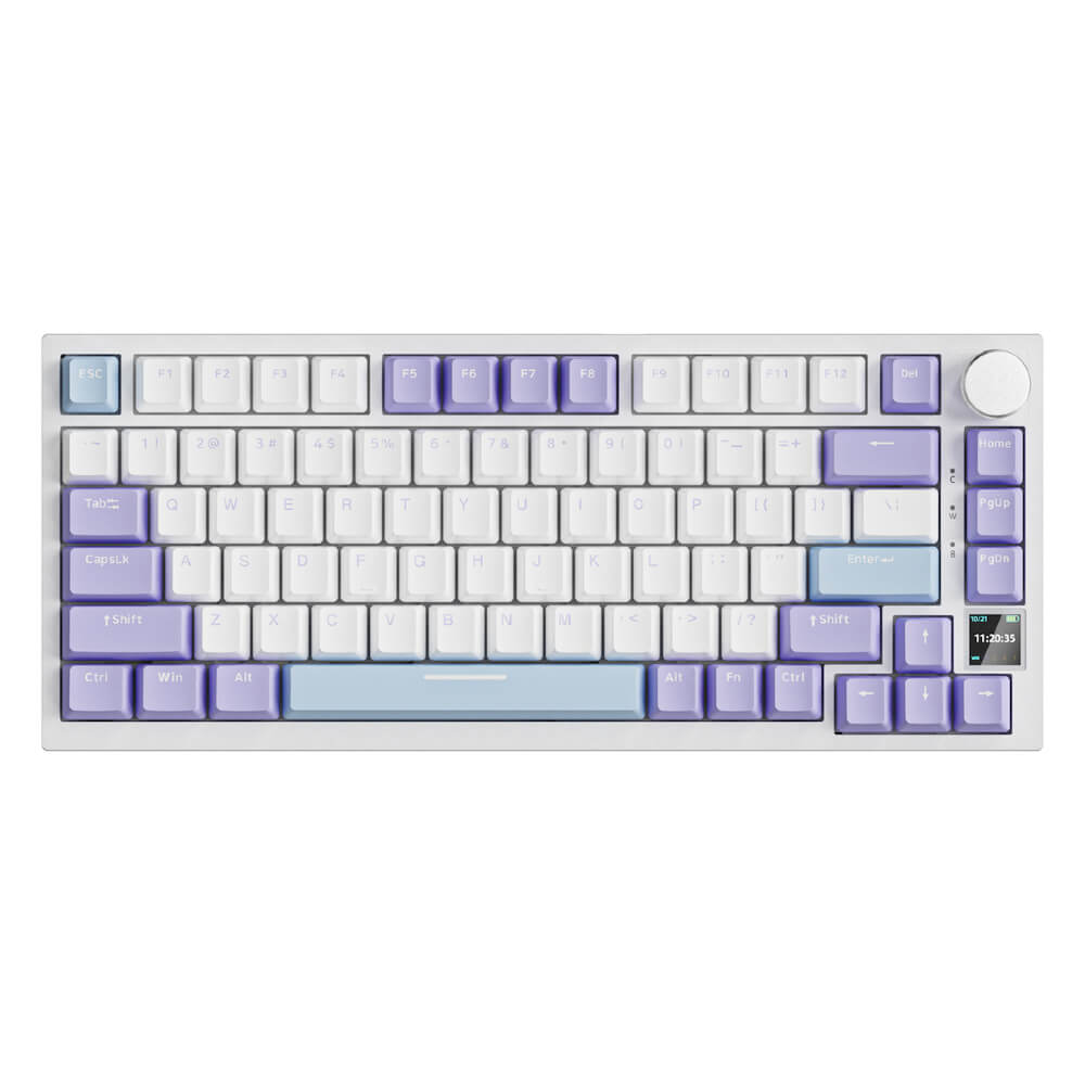 AJAZZ AK820 PRO HOT-SWAP ΑΣΥΡΜΑΤΟ GAMING ΜΗΧΑΝΙΚΟ ΠΛΗΚΤΡΟΛΟΓΙΟ 75% ΜΕ FLYING FISH ΔΙΑΚΟΠΤΕΣ ΚΑΙ RGB ΦΩΤΙΣΜΟ (ΑΓΓΛΙΚΟ US) WHITE/PURPLE