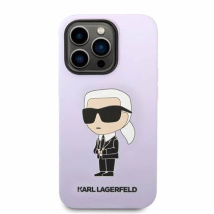 Γνήσια θήκη σιλικόνης Karl Lagerfeld λιλά για iphone 14 pro